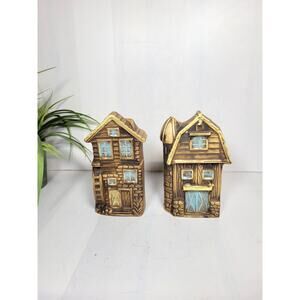 2 Vintage Lefton H332 Wall Pockets Barn & Old Mill